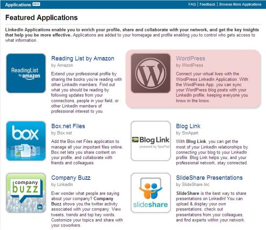 LinkedIn Applications Page